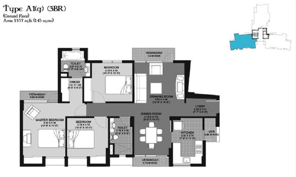 Unitech Cascades Floor Plan