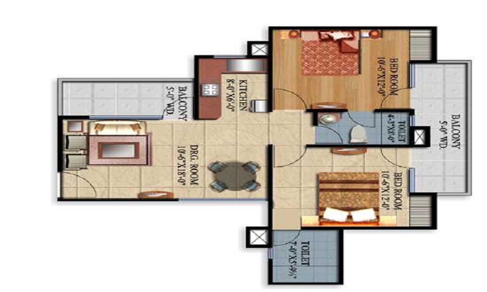 1 BHK+1T 700/sqft-saleable  Sqft Apartment For Sale In HM Avansdale In Richmond Town Floor Plan