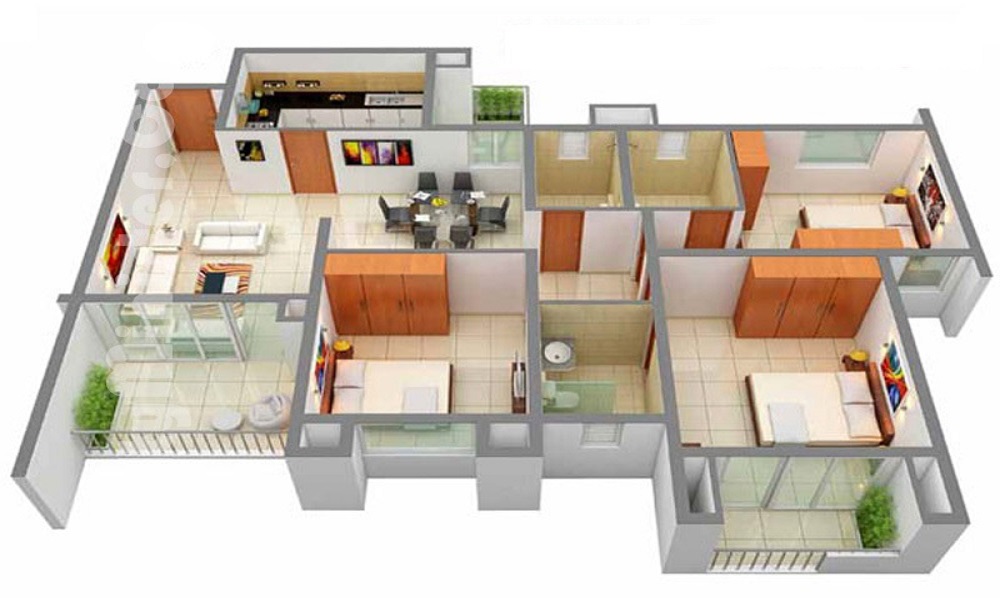 2 BHK+2T 800/sqft-saleable Sqft Apartment For Sale In Gruha Kalyan Aster In Whitefield Floor Plan