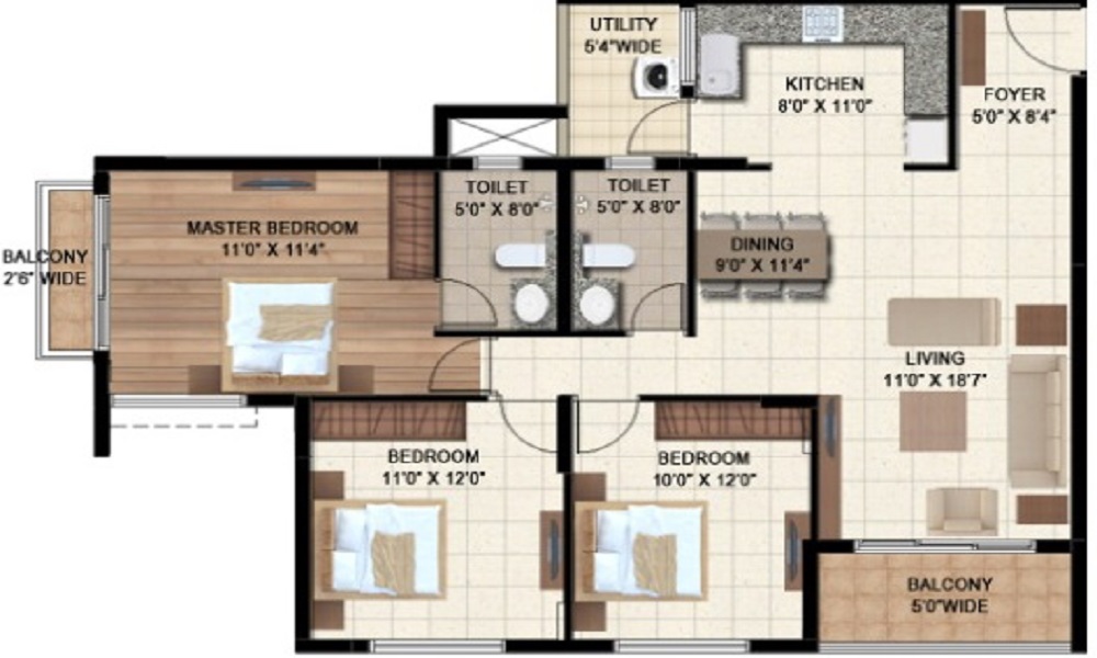 1 BHK+1T Apartment with Size 901/sqftsaleable sqft for Sale in Ajmera