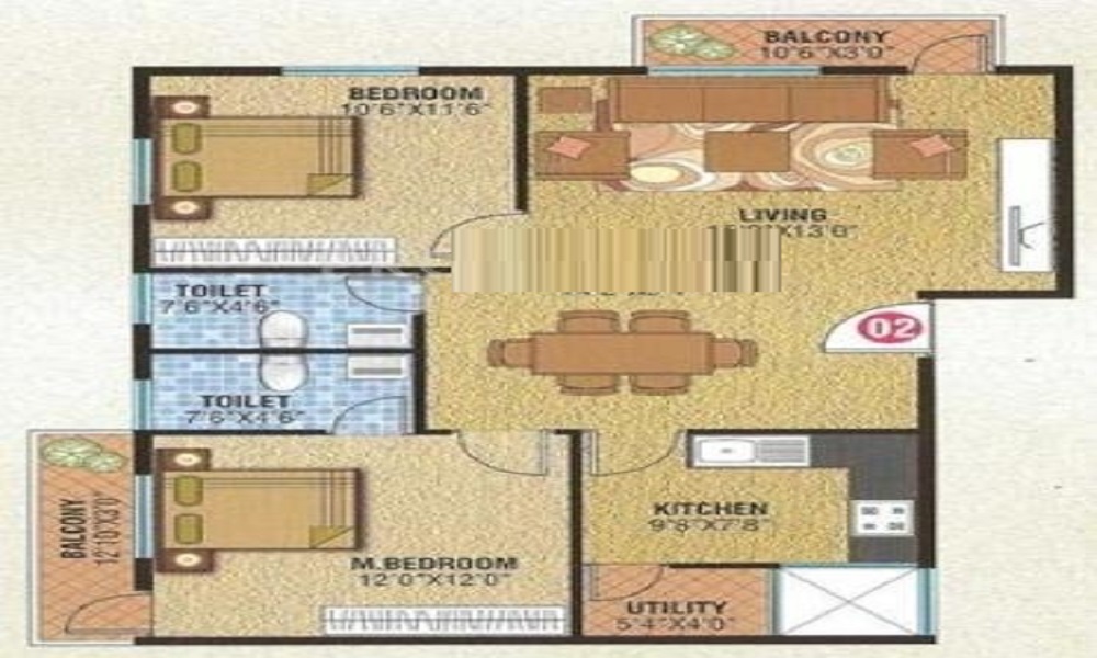 1 BHK+1T 893/sqft-saleable Sqft Apartment For Sale In Mayur Signature In Whitefield Floor Plan