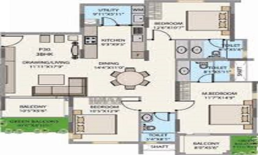 1 BHK+1T 893/sqft-saleable Sqft Apartment For Sale In Mayur Signature In Whitefield Floor Plan