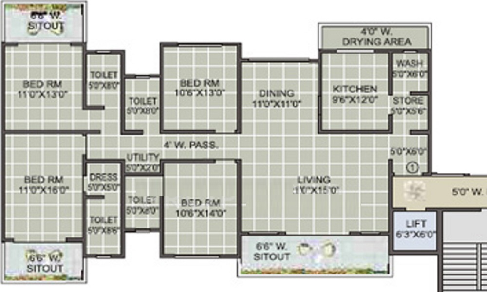 1 BHK+1T 893/sqft-saleable Sqft Apartment For Sale In Mayur Signature In Whitefield Floor Plan