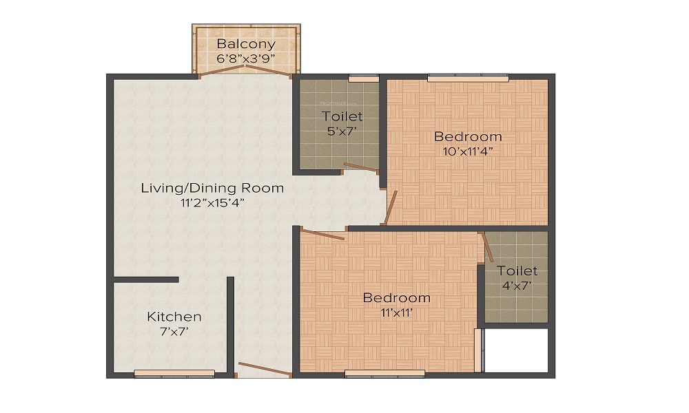 1 BHK+1T 680/sqft-saleable Sqft Apartment For Sale In Prabhavathi Lotus Grand In Basapura Floor Plan
