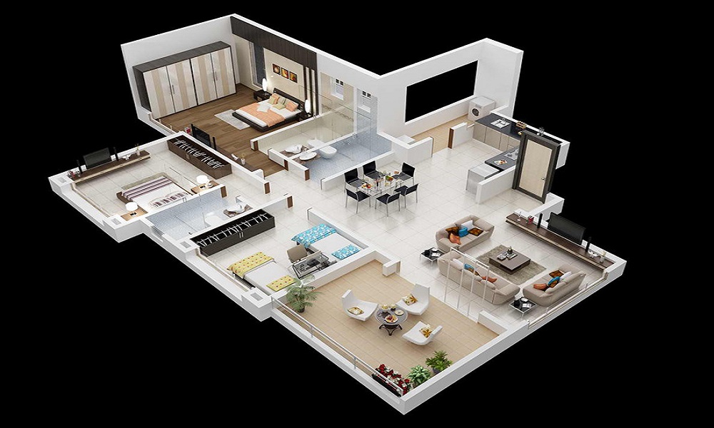 2 BHK+2T 1250/sqft-saleable  Sqft Apartment For Sale In Renaissance Temple Bells In Yeshwantpur Floor Plan