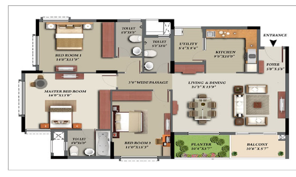 1.5 BHK+2T 1000/sqft-saleable Sqft Apartment For Sale In Vars Retreat In CV Raman Nagar Floor Plan