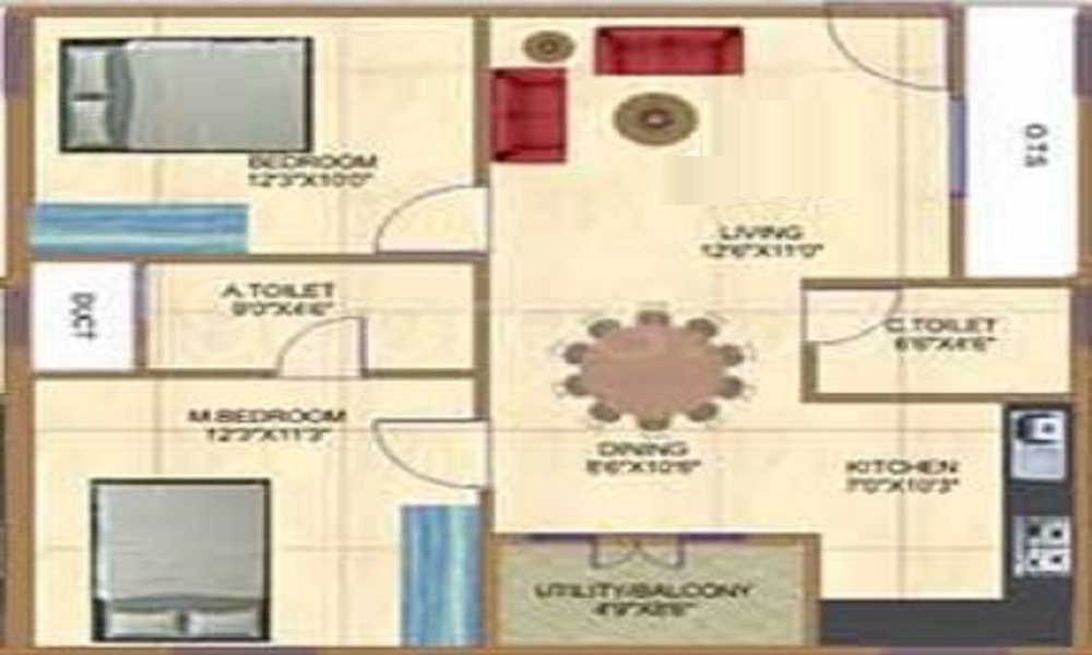 1 BHK+1T 619/sqft-saleable Sqft Apartment For Sale In Prabhavathi Heaven In Bommana Halli Floor Plan