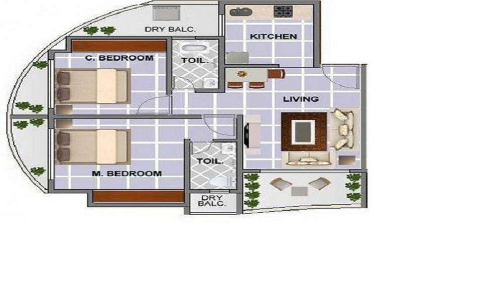 1 BHK+1T 725/sqft-saleable Sqft Apartment For Sale In Viva Vedanta In Virar Floor Plan
