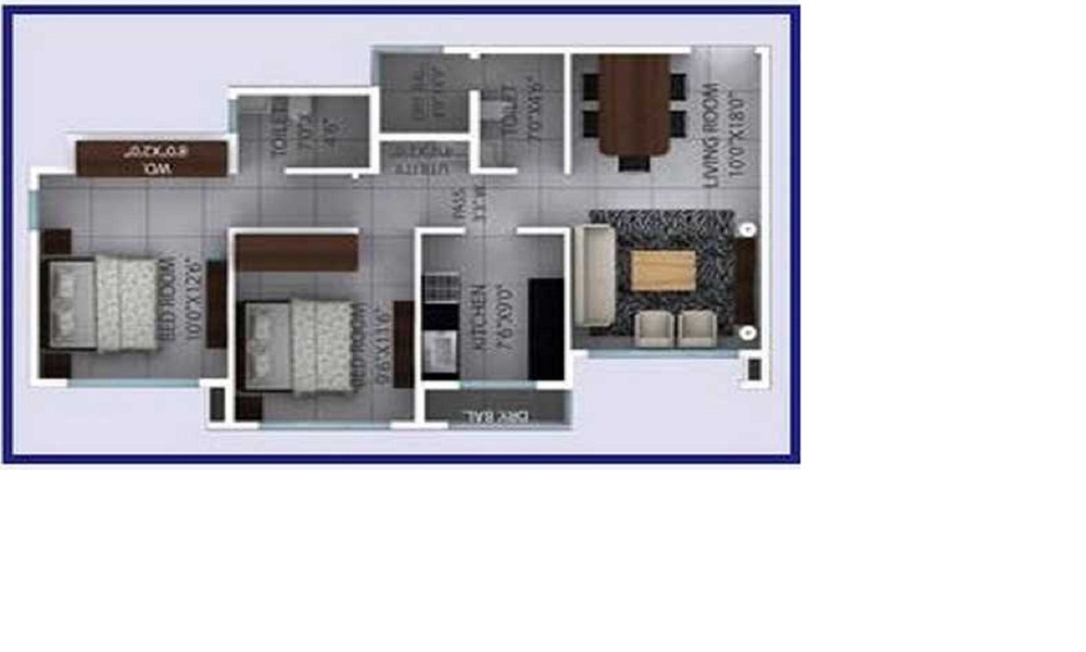 1 BHK+1T 338/sqft-saleable Sqft Apartment For Sale In Shraddha Orchid Avenue In Bhandup West Floor Plan