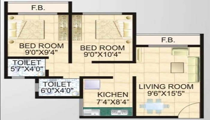 1 BHK+1T 569/sqft-saleable Sqft Apartment For Sale In Y S Patil Sarth Apartment In Karjat Floor Plan