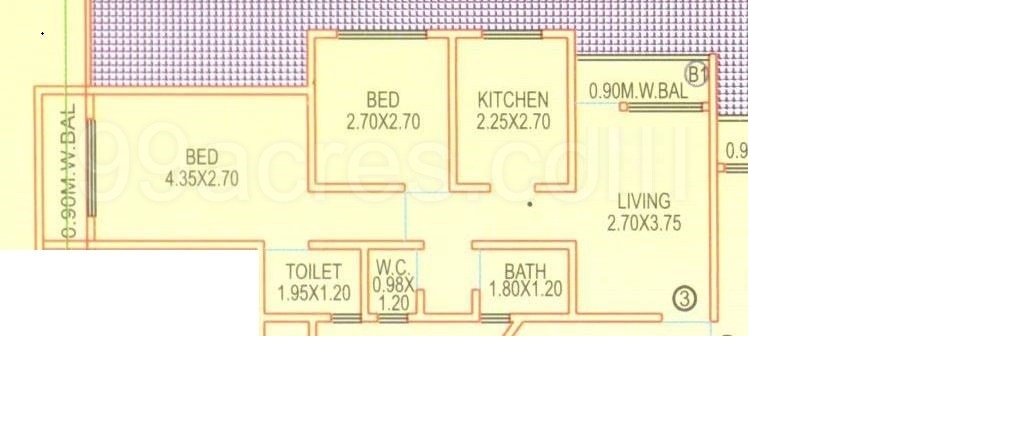 1 BHK+1T 400/sqft-saleable Sqft Apartment For Sale In Sky Height Moin Complex In Naigaon East Floor Plan