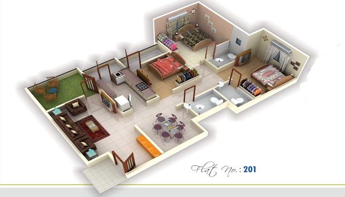 1 BHK+1T 540/sqft-saleable Sqft Apartment For Sale In Shiv Residency In Badlapur Floor Plan