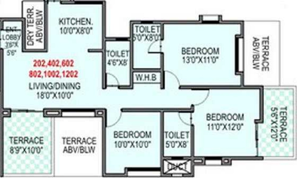 2 BHK+2T 1062/sqft-saleable Sqft Apartment For Sale In Sree Maangal Wisteriaa In Wakad Floor Plan