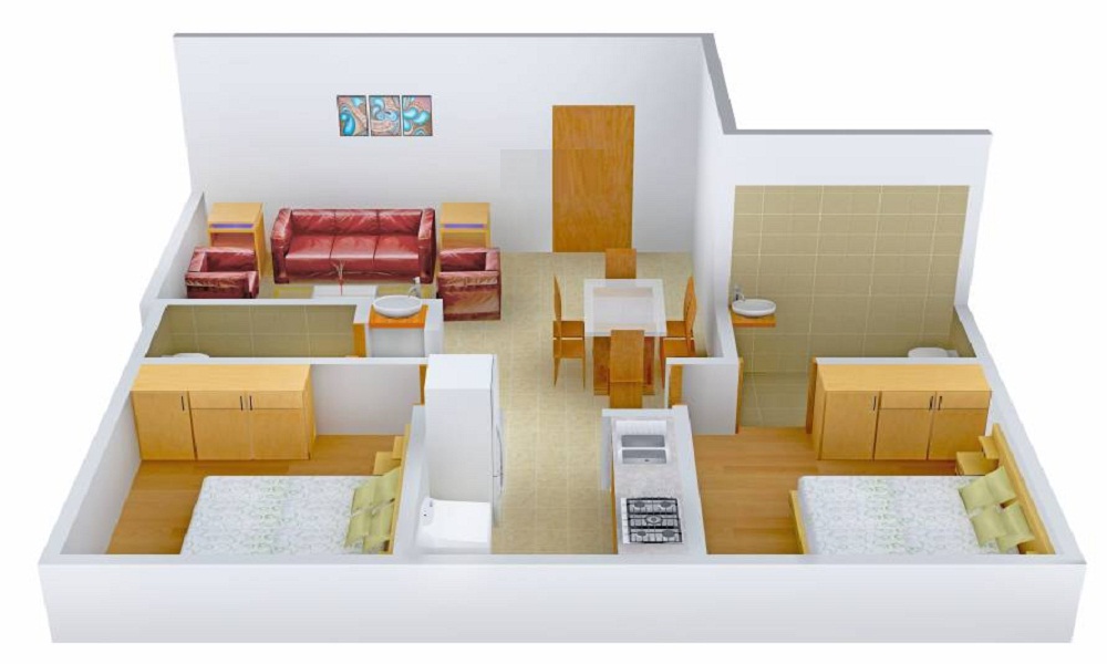 1 BHK+1T 470/sqft-saleable Sqft Apartment For Sale In Space India Piccadilly Green City In Neral Floor Plan