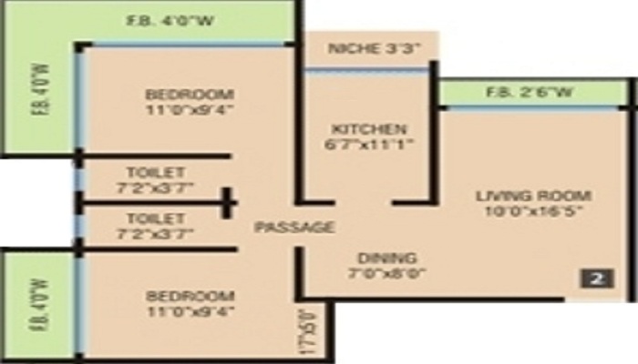 1 BHK+1T 713/sqft-saleable Sqft Apartment For Sale In MM Residency In Kurla West Floor Plan