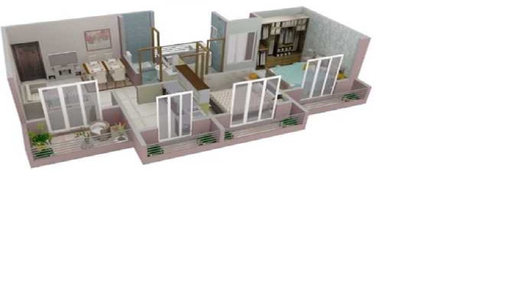 1 BHK+1T 655/sqft-saleable Sqft Apartment For Sale In Laabh Aura In Bhiwandi Floor Plan