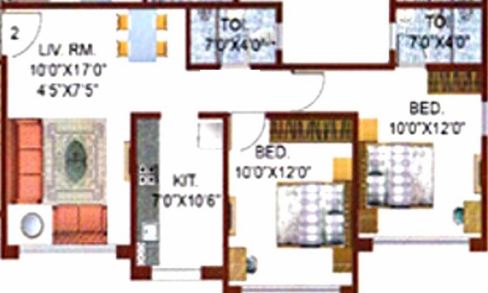 1 BHK+1T 680/sqft-saleable Sqft Apartment For Sale In KJ Takshashila Apartments In Mulund Floor Plan