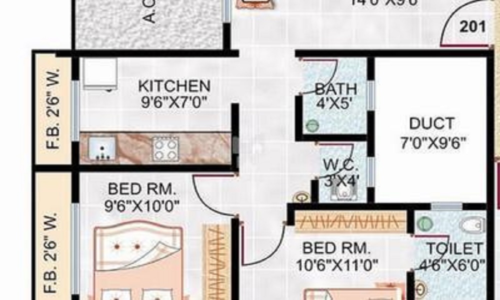 1 BHK+1T 685/sqft-saleable Sqft Apartment For Sale In Balaji Mital Arcade In Badlapur Floor Plan
