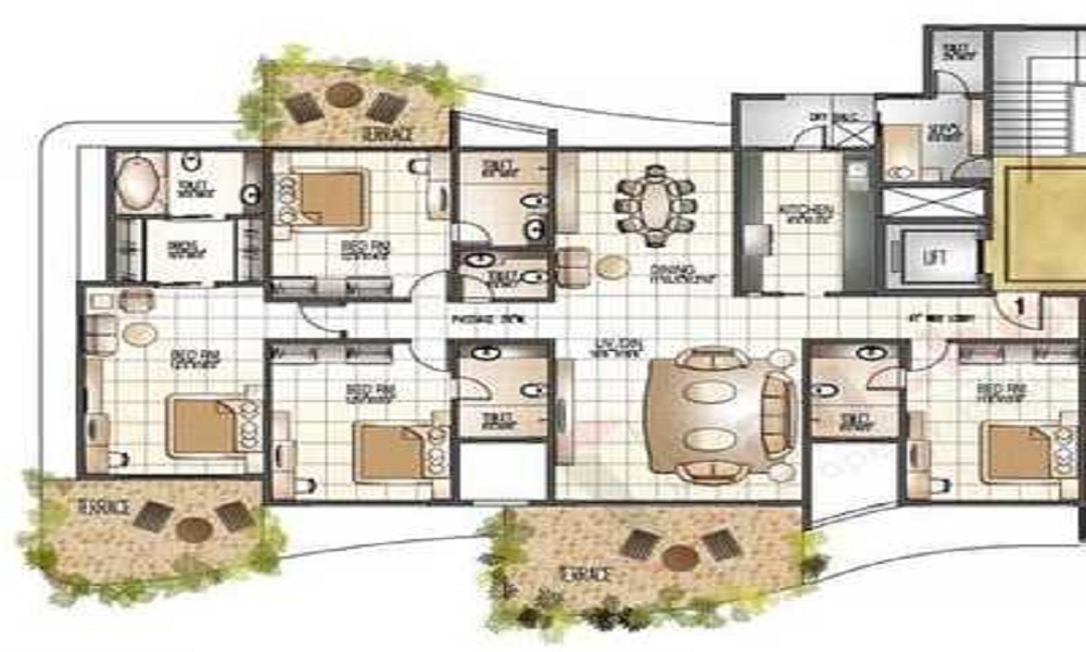 3 BHK+3T 1750/sqft-saleable Sqft Apartment For Sale In Supreme Universal Pallacio In Baner Floor Plan