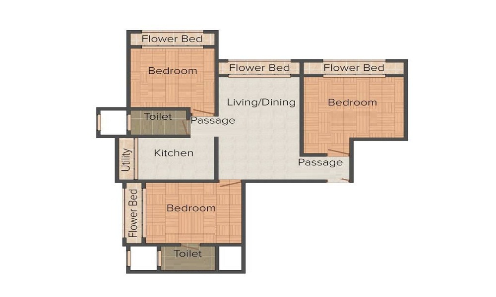 1 BHK+1T 428/sqft-saleable Sqft Apartment For Sale In Oyster Pampa CHS In Goregaon West Floor Plan