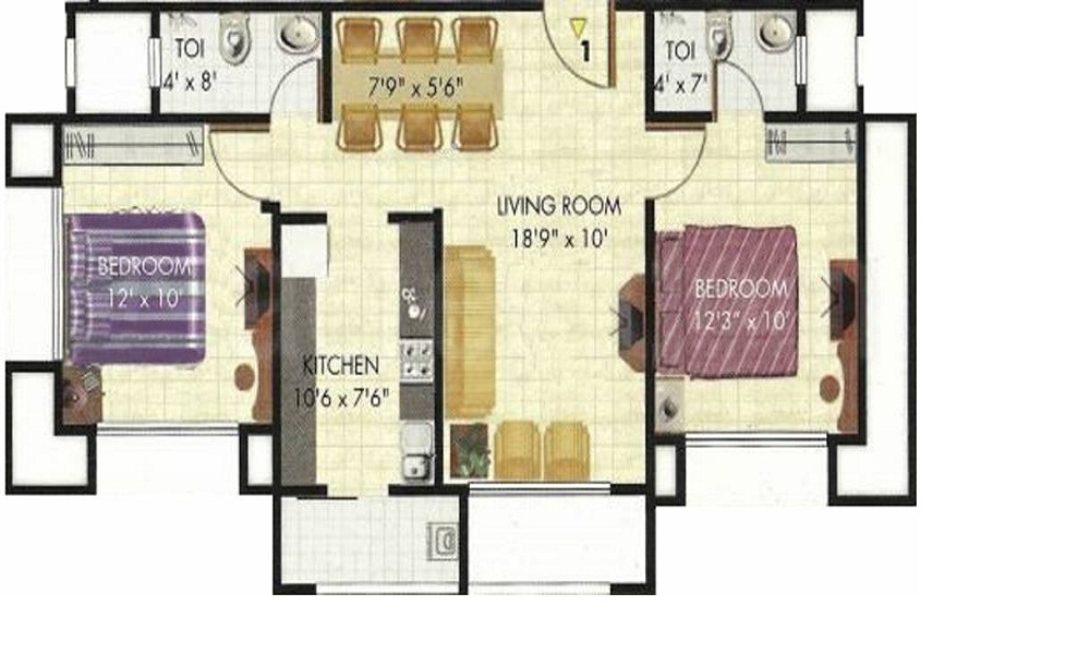 1 BHK+1T 435/sqft-saleable Sqft Apartment For Sale In Akshay Sai Armaan In Mulund Floor Plan