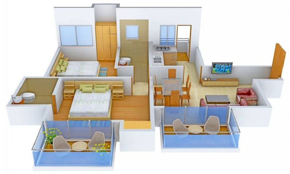 1 BHK+1T 298/sqft-carpet Sqft Apartment For Sale In Falco Pearlshire In Ambivli Floor Plan