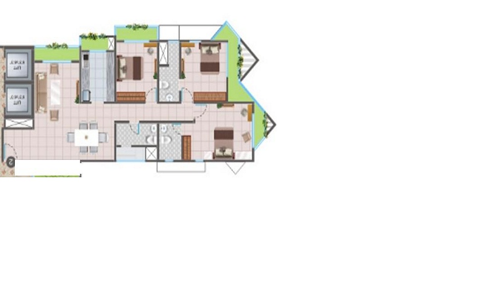 2 BHK+2T 995/sqft-saleable Sqft Apartment For Sale In Nandivardhan Oasis Sapphire In Thane West Floor Plan