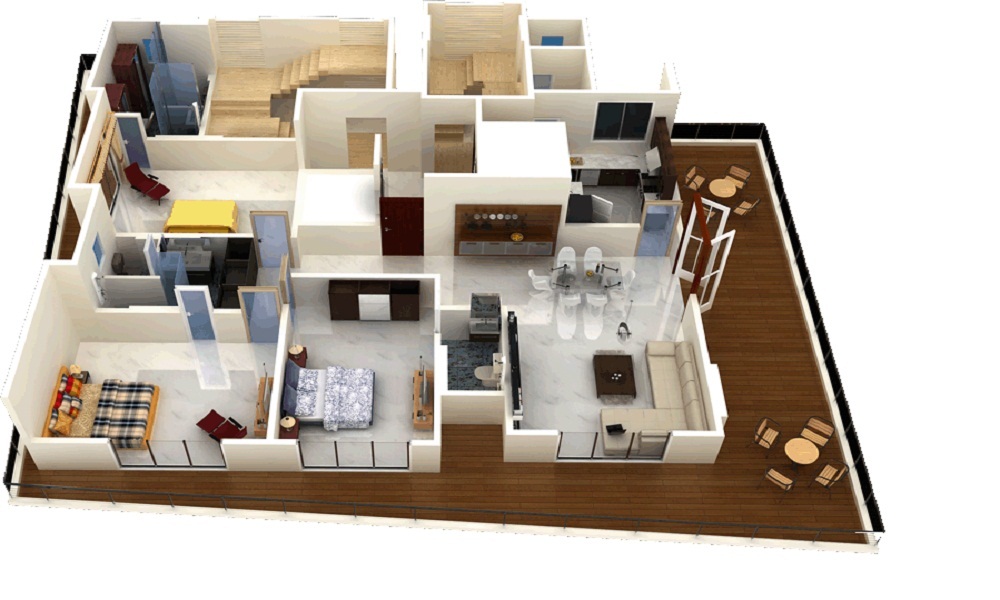 2 BHK+2T 834/sqft-saleable  Sqft Apartment For Sale In Natu Ozone Valley In Kalwa Floor Plan