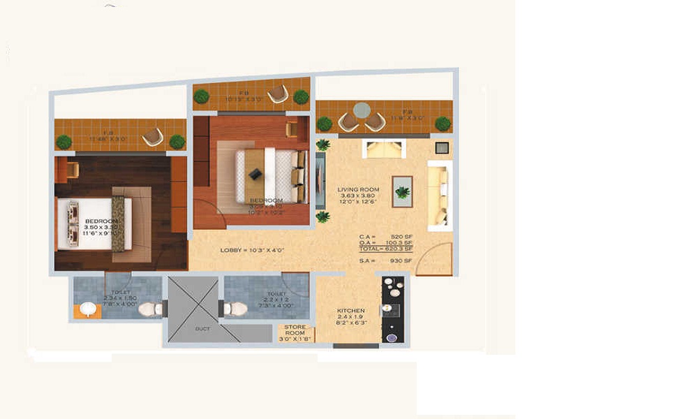 1 BHK+1T 690/sqft-saleable Sqft Apartment For Sale In Dhanista DG Aventino In Mulund Floor Plan