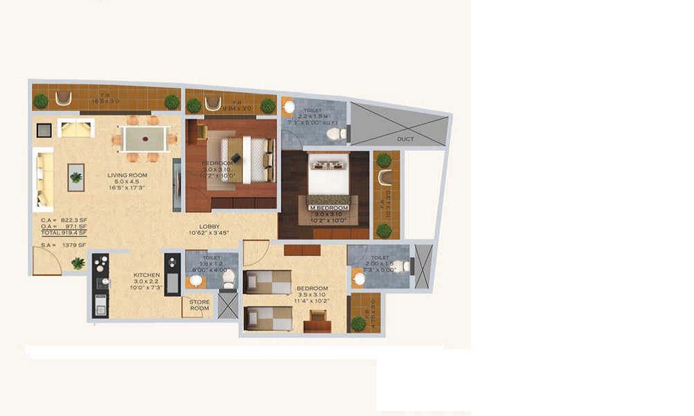 1 BHK+1T 690/sqft-saleable Sqft Apartment For Sale In Dhanista DG Aventino In Mulund Floor Plan