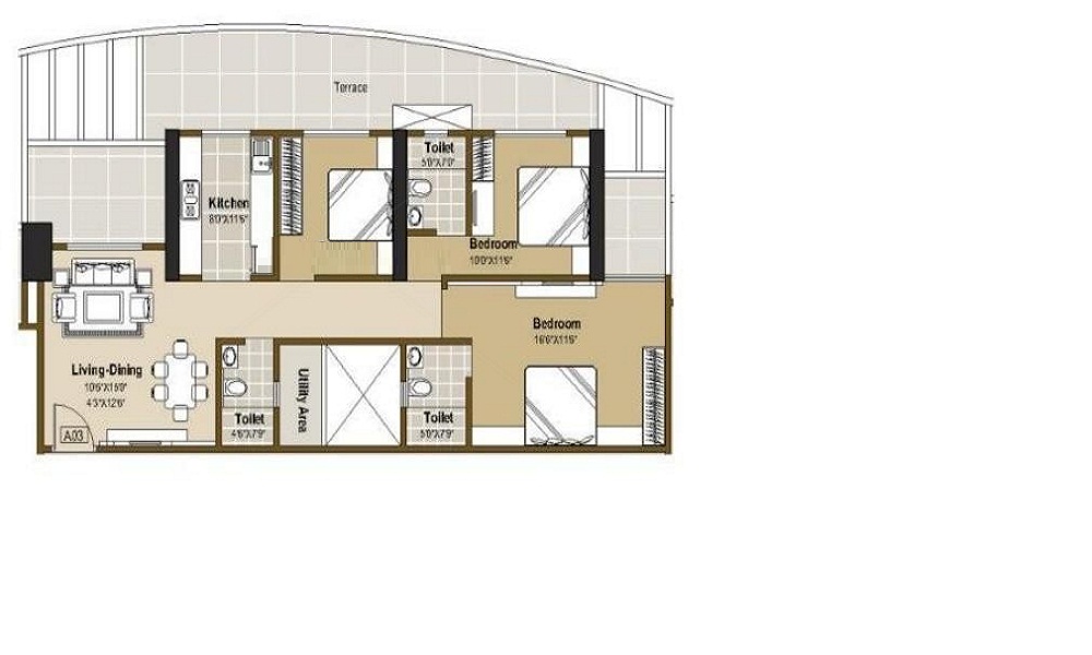 2 BHK+2T 1202/sqft-saleable Sqft Apartment For Sale In Unitech Omkar The Residences Parel In Parel Floor Plan