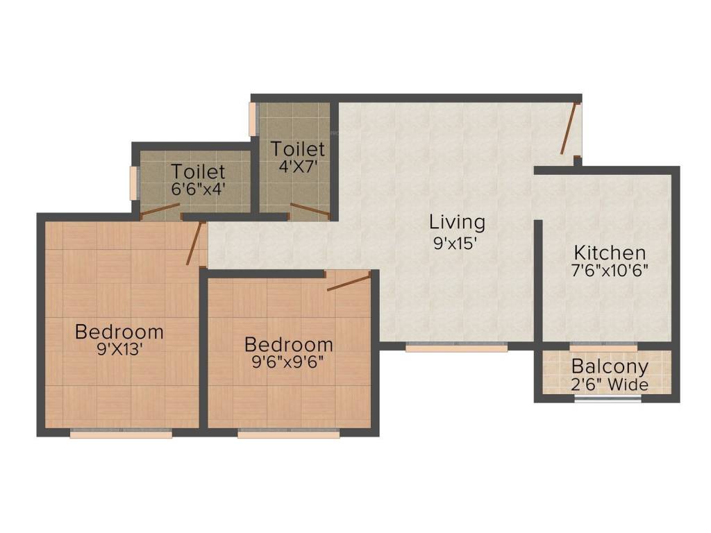 1 BHK+1T 520/sqft-saleable Sqft Apartment For Sale In Mirchandani Shalimar Swayam In Boisar Floor Plan