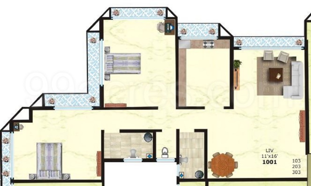 1 BHK+1T 643/sqft-saleable Sqft Apartment For Sale In Vardhaman Valley In Neral Floor Plan