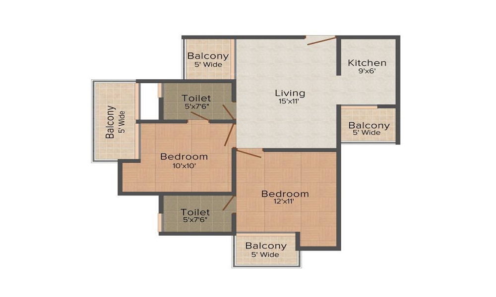3 BHK+3T 1624/sqft-saleable Sqft Apartment For Sale In Vihaan Golf Bay In Yamuna Expressway Floor Plan