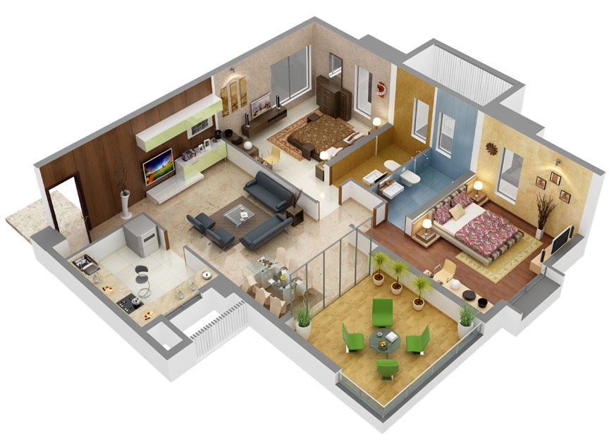 1 BHK+1T 875/sqft-saleable Sqft Apartment For Sale In Ssakash Shri Updenra CHSL In Dahisar Floor Plan