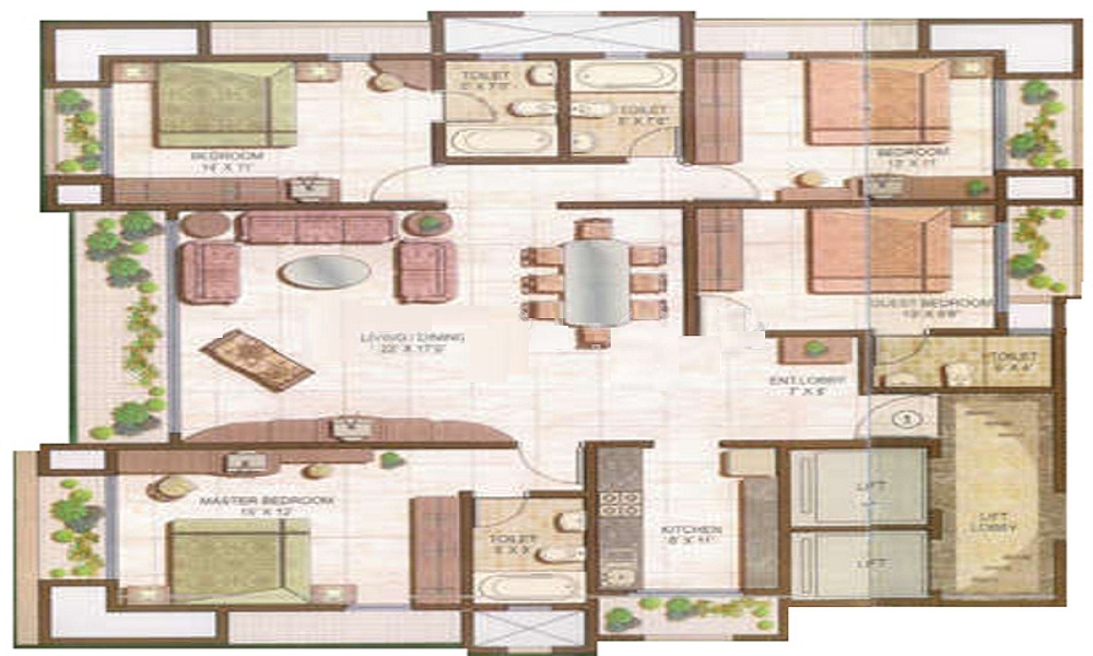 3 BHK+3T 2100/sqft-saleable Sqft Apartment For Sale In Supreme Emerald Heights In Chembur Floor Plan