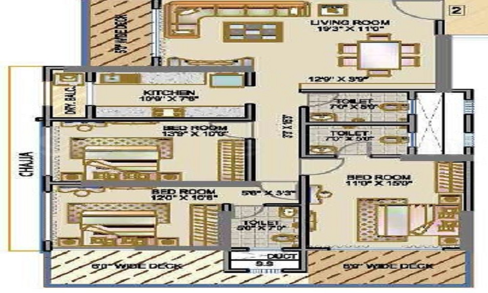 2 BHK+2T 1271/sqft-saleable Sqft Apartment For Sale In SMGK Woods Platina In Jogeshwari West Floor Plan