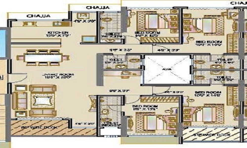 2 BHK+2T 1271/sqft-saleable Sqft Apartment For Sale In SMGK Woods Platina In Jogeshwari West Floor Plan