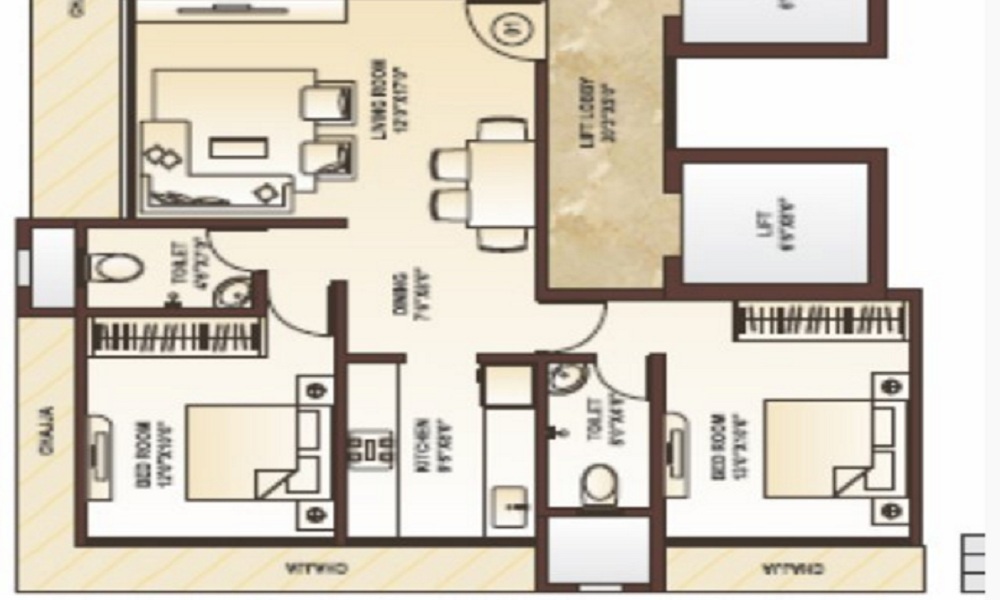 1 BHK+1T 751/sqft-saleable Sqft Apartment For Sale In Kamla Landmarc Prathmesh Residency In Andheri West Floor Plan