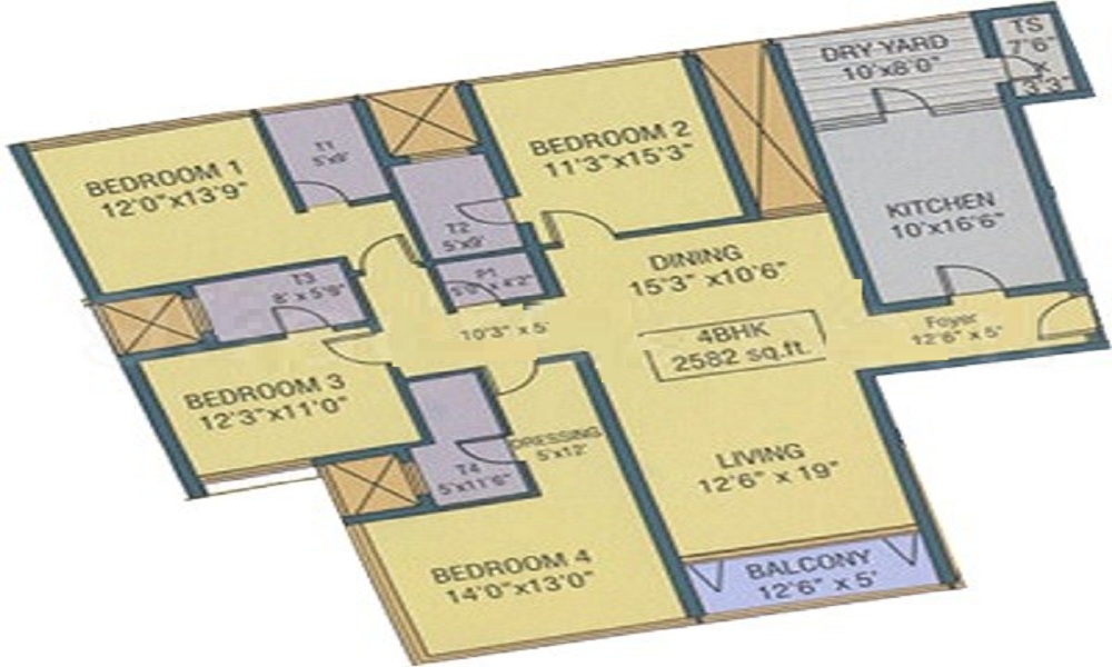 2 BHK+2T 1305/sqft-saleable Sqft Apartment For Sale In Sumer Burhani Park In Mazgaon Floor Plan