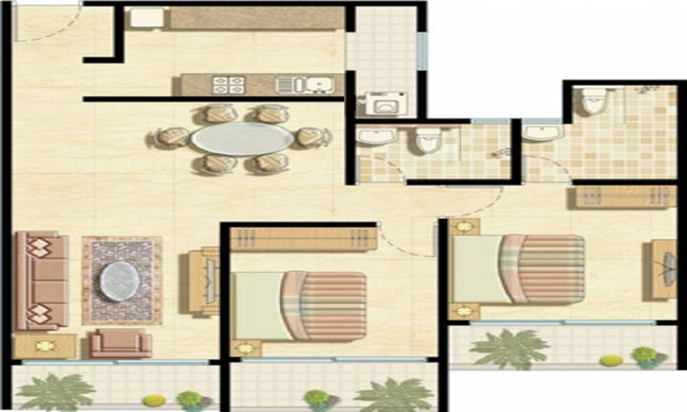 3 BHK+3T 1800/sqft-saleable Sqft Apartment For Sale In Fortune Galaxy In Chembur Floor Plan
