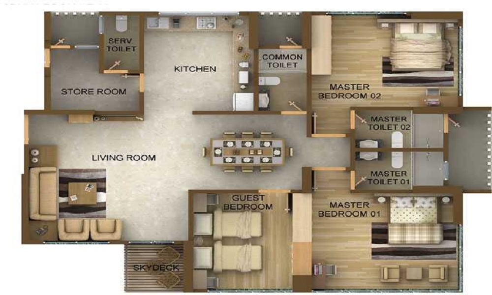 1 BHK+1T 853/sqft-saleable Sqft Apartment For Sale In Acron Edifice In Chembur Floor Plan