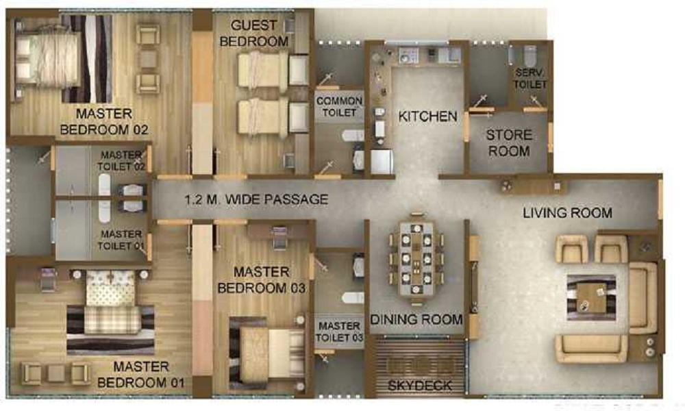 1 BHK+1T 853/sqft-saleable Sqft Apartment For Sale In Acron Edifice In Chembur Floor Plan
