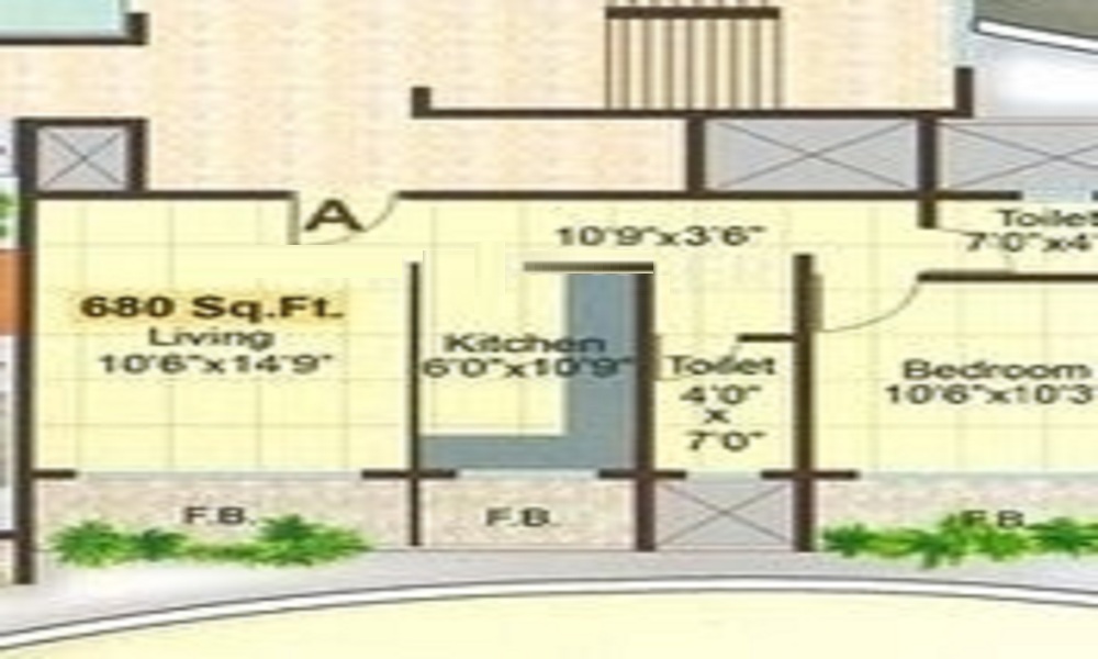 2 BHK+2T 970/sqft-saleable  Sqft Apartment For Sale In Lok Ishan In Malad East Floor Plan