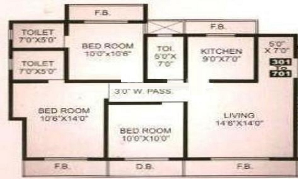1 BHK+1T 660/sqft-saleable Sqft Apartment For Sale In Surya Orchid In Mira Bhayandar Floor Plan