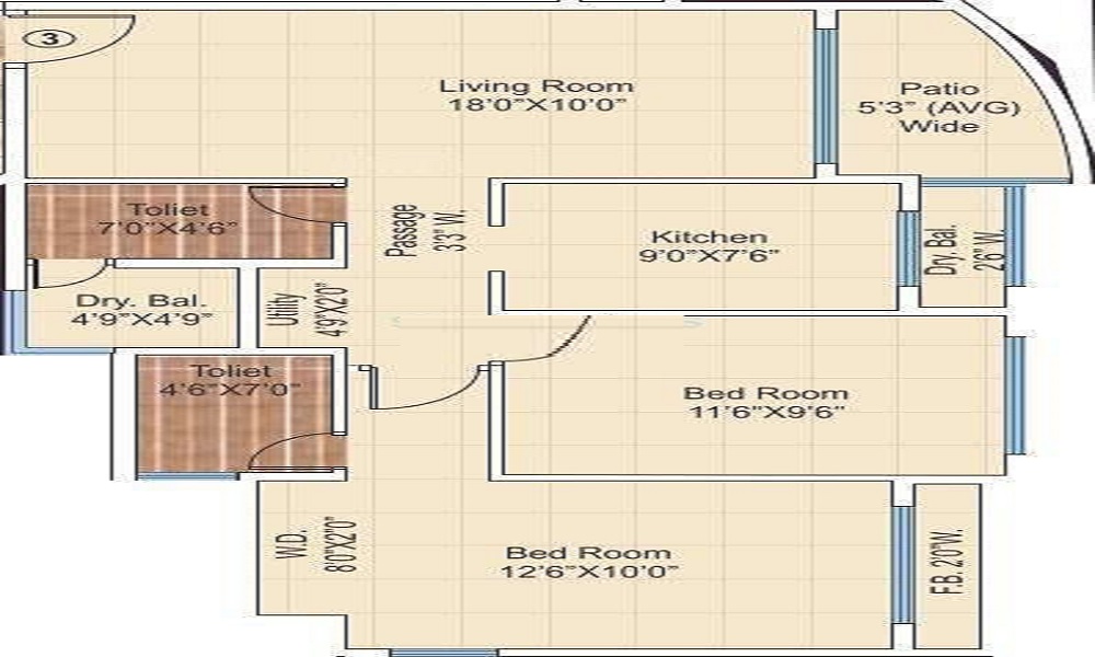 1 BHK+1T 684/sqft-saleable Sqft Apartment For Sale In Yogi Dham In Kalyan West Floor Plan