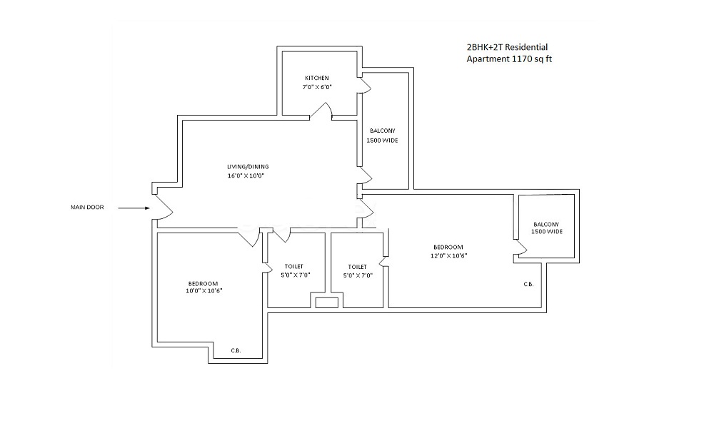 1 BHK+1T 720/sqft-carpet Sqft Apartment For Sale In Godrej Sky Garden In Panvel Floor Plan