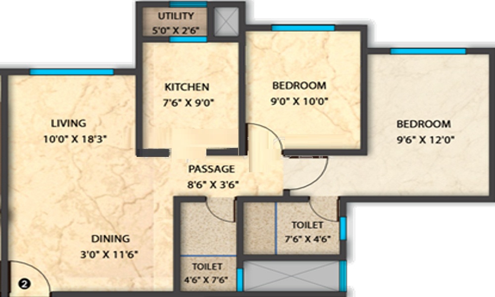 1 BHK+1T 752/sqft-saleable Sqft Apartment For Sale In Lakhanis Estate In Chembur Floor Plan