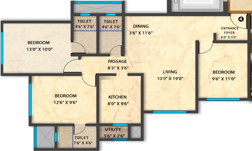 1 BHK+1T 752/sqft-saleable Sqft Apartment For Sale In Lakhanis Estate In Chembur Floor Plan