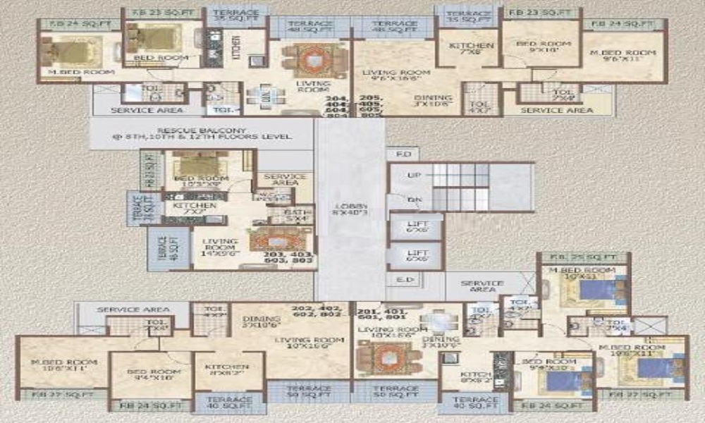 3 BHK+3T 1400/sqft-saleable  Sqft Apartment For Sale In Shree Labheshwar Aura In Ulwe Floor Plan